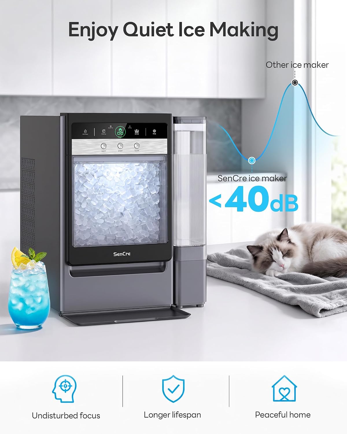 Detalle 2 de SenCre Nugget Ice Maker 60 lb Daily Output