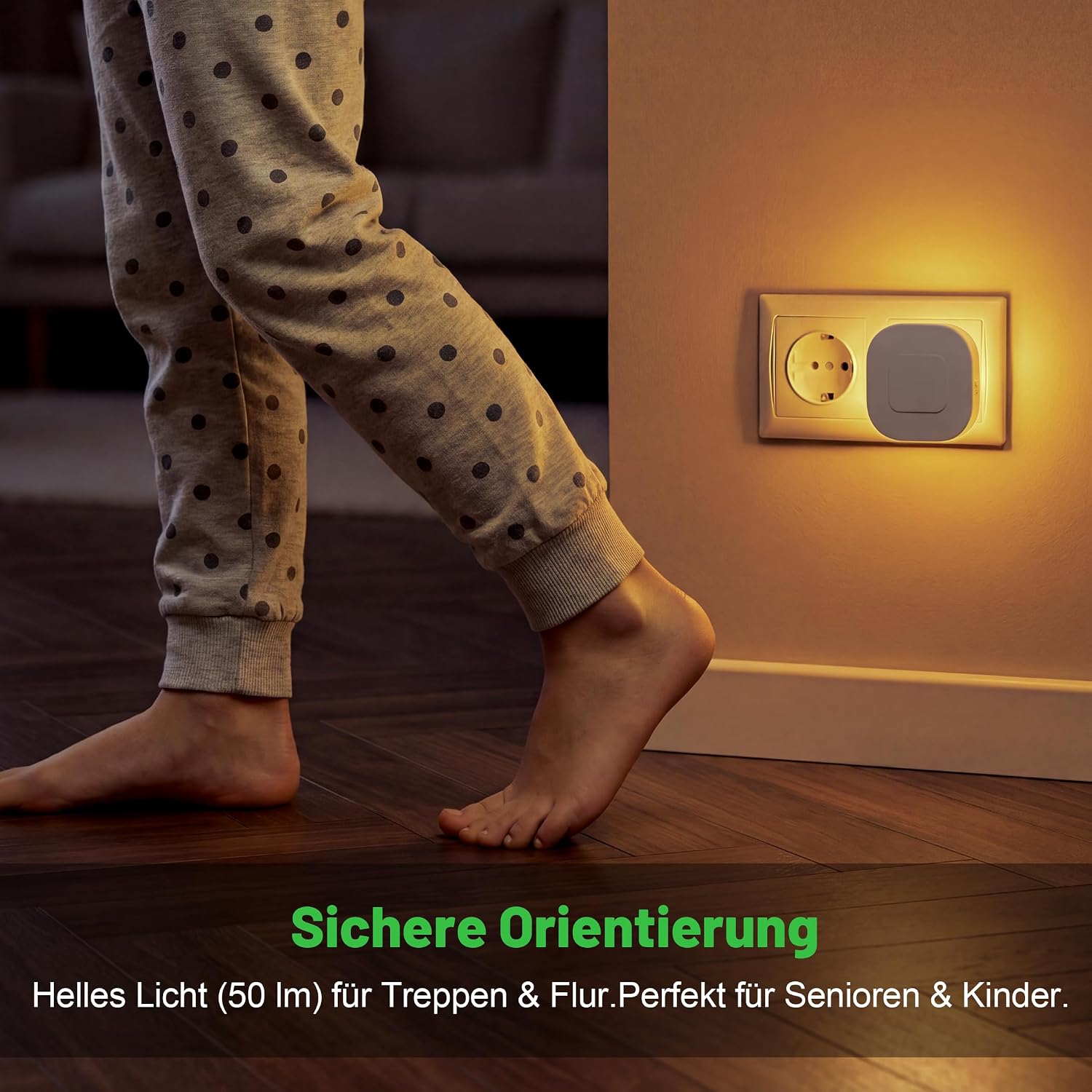 Thumbnail 6 de daphomeu Nachtlicht Steckdose mit Bewegungssensor und Dämmerungssensor – 2er-Set in Bernstein