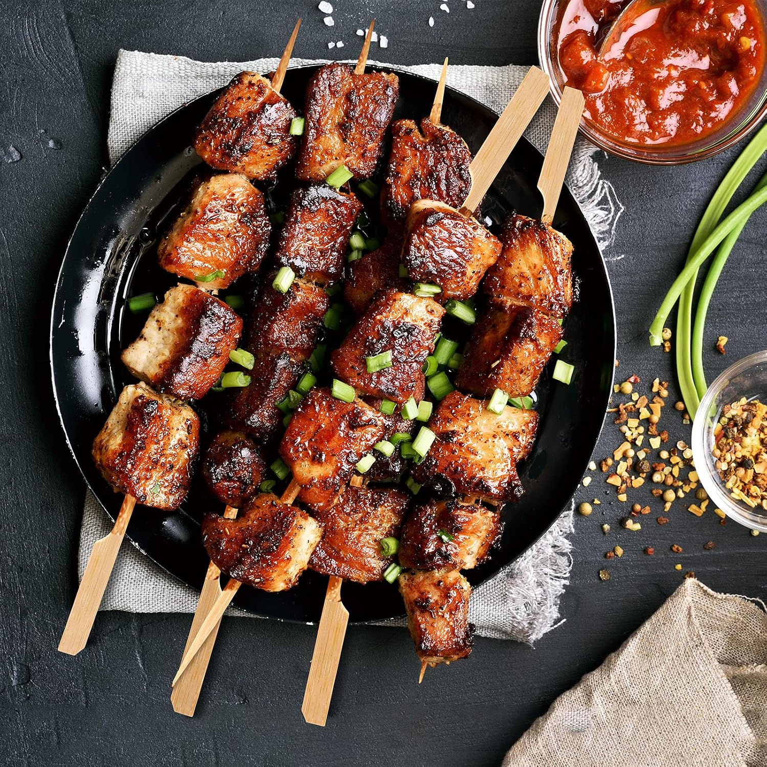 Detalle 2 de BBQStyle 18 CM Bamboo Skewers, 120 Natural Paddle Cocktail Picks