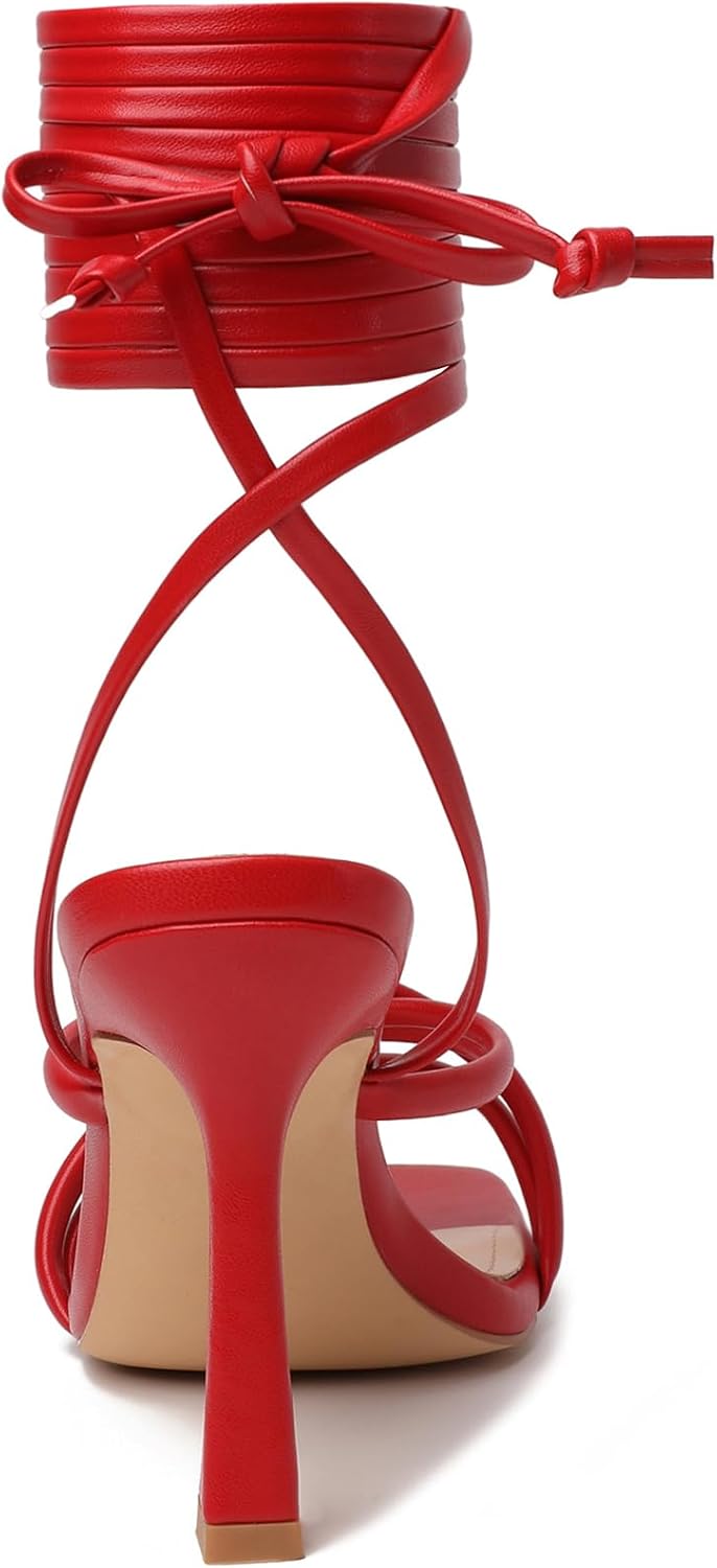 Thumbnail 3 de Mostrin Women's Red Lace-Up Strappy High Heel Sandals