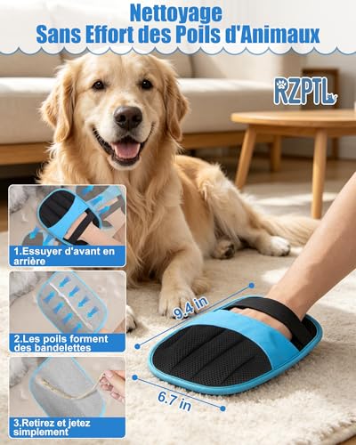 Detalle de Lot de 2 Gants Anti Poils Animaux, Solution pratique pour chats et chiens (Bleu) – RZPTL