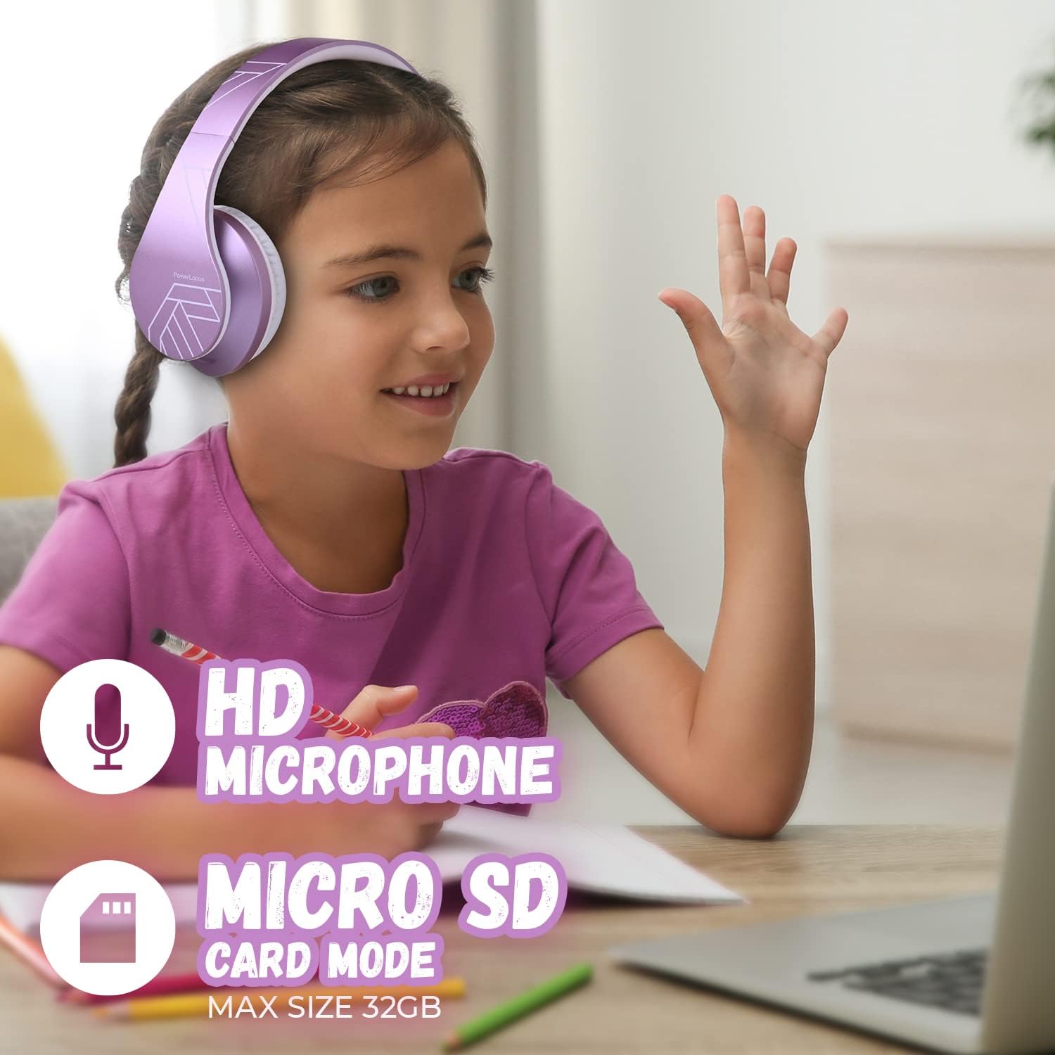Thumbnail 4 de PowerLocus Auriculares Niños Bluetooth, Plegables y Limitados