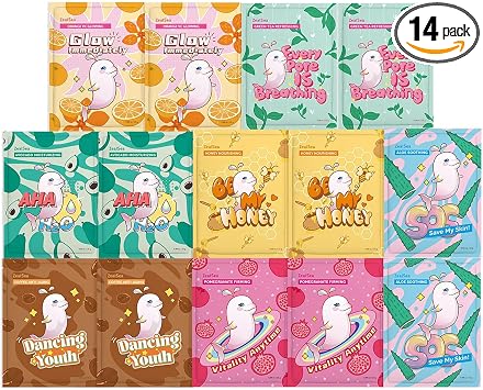 Detalle de ZealSea Mascarilla Facial Infantil (14 Piezas) 🌟 Cuidado Piel