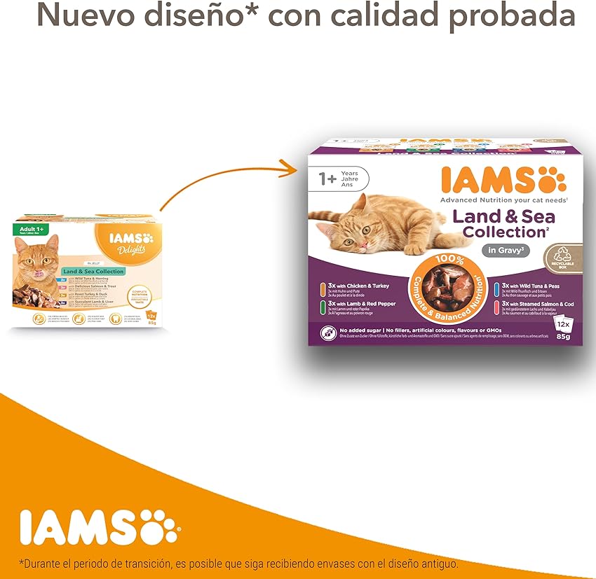 Detalle de IAMS Advanced Nutrition Sea Collection - Alimento húmedo para gatos 🐱