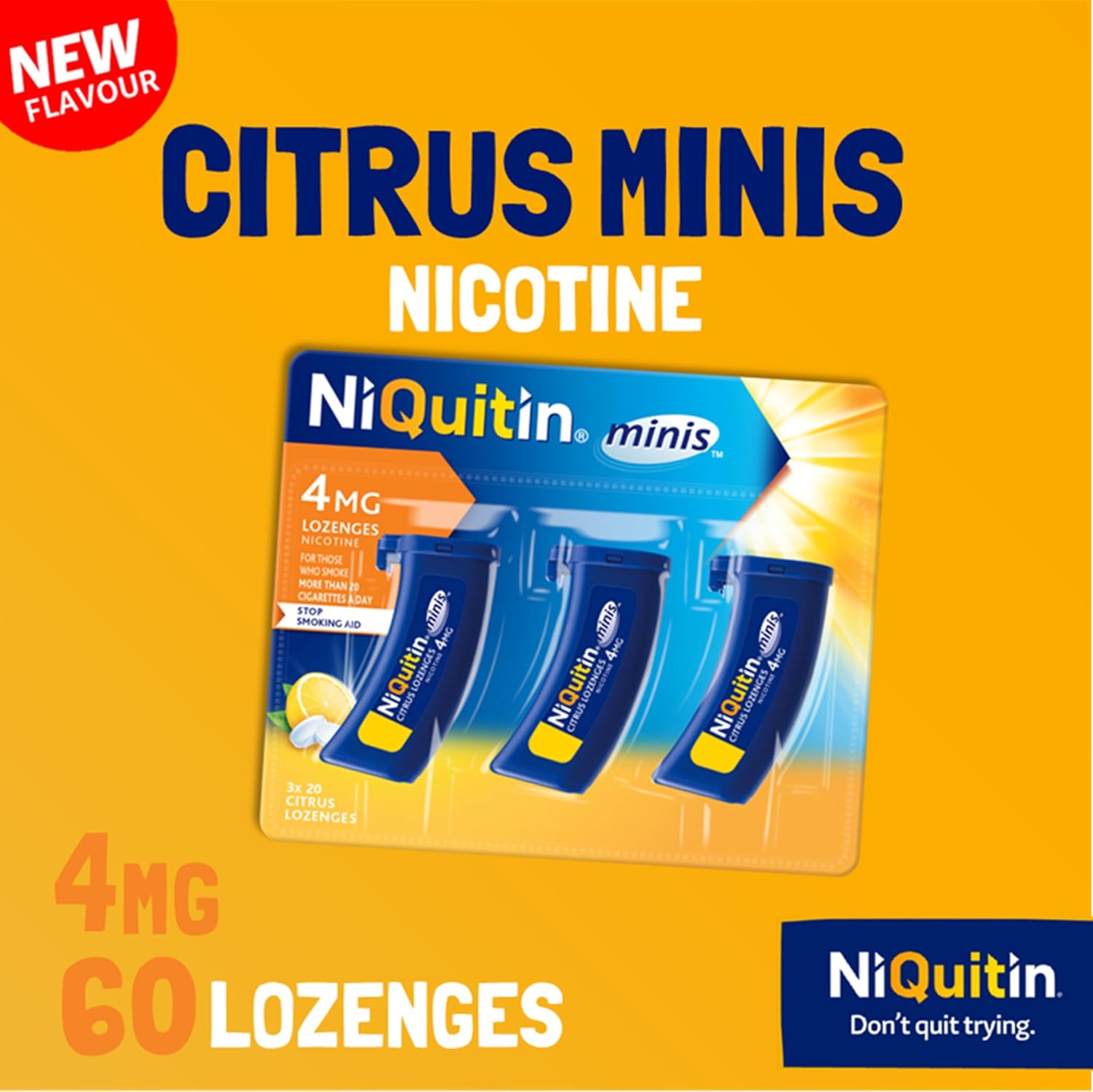 Detalle 2 de NiQuitin 4mg citrus nicotine lozenges, 60 pack 🍬