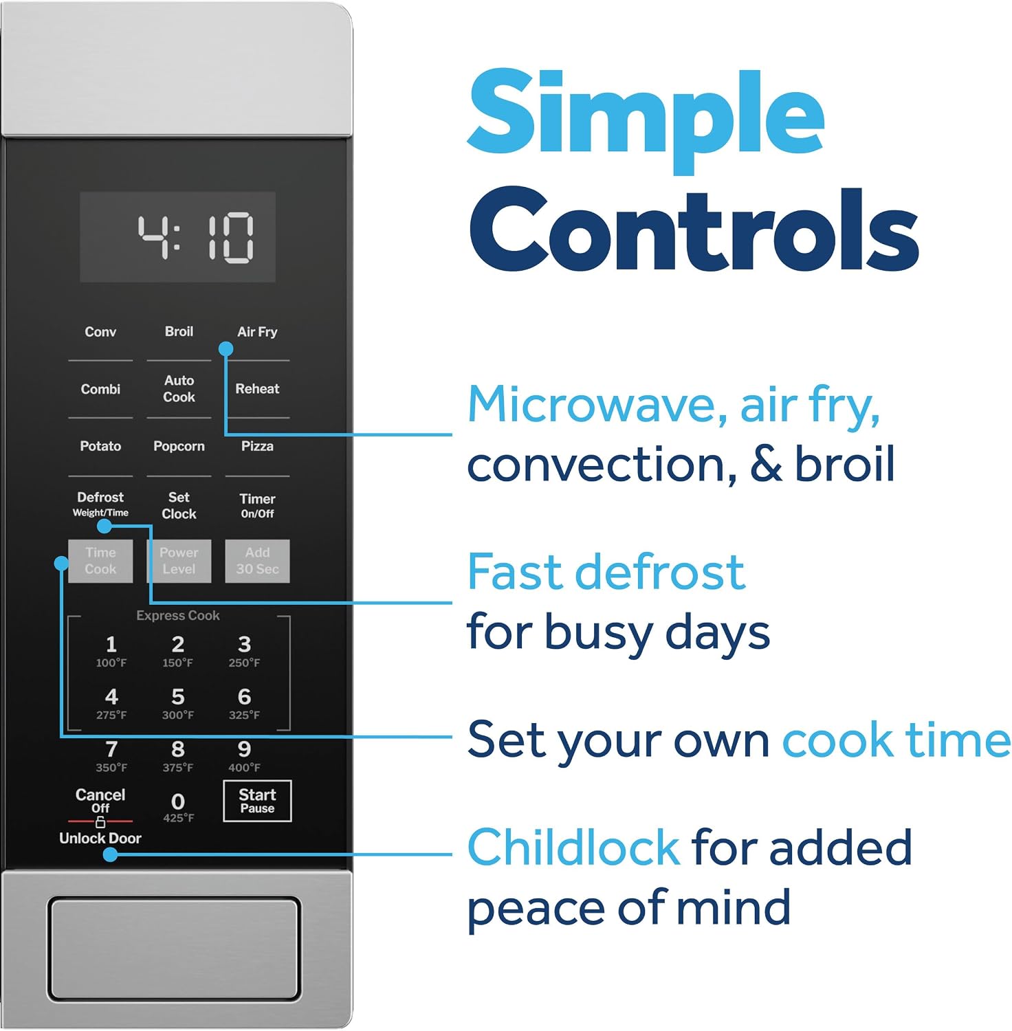 Thumbnail 4 de GE GCST10A1WSS 1.0 Cu Ft Convection Microwave Oven