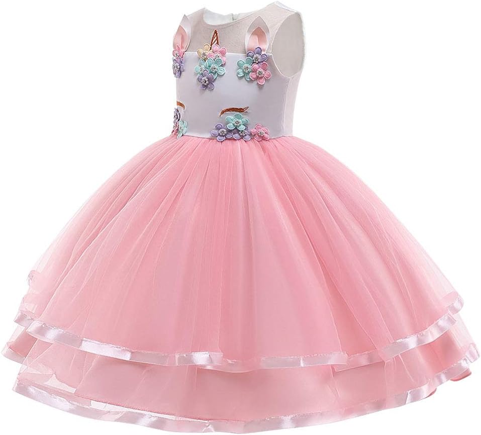 Thumbnail 2 de URAQT Unicorn Costume: Princess Unicorn Dress Set with Necklace and Headband for Kids (Age 3–10)