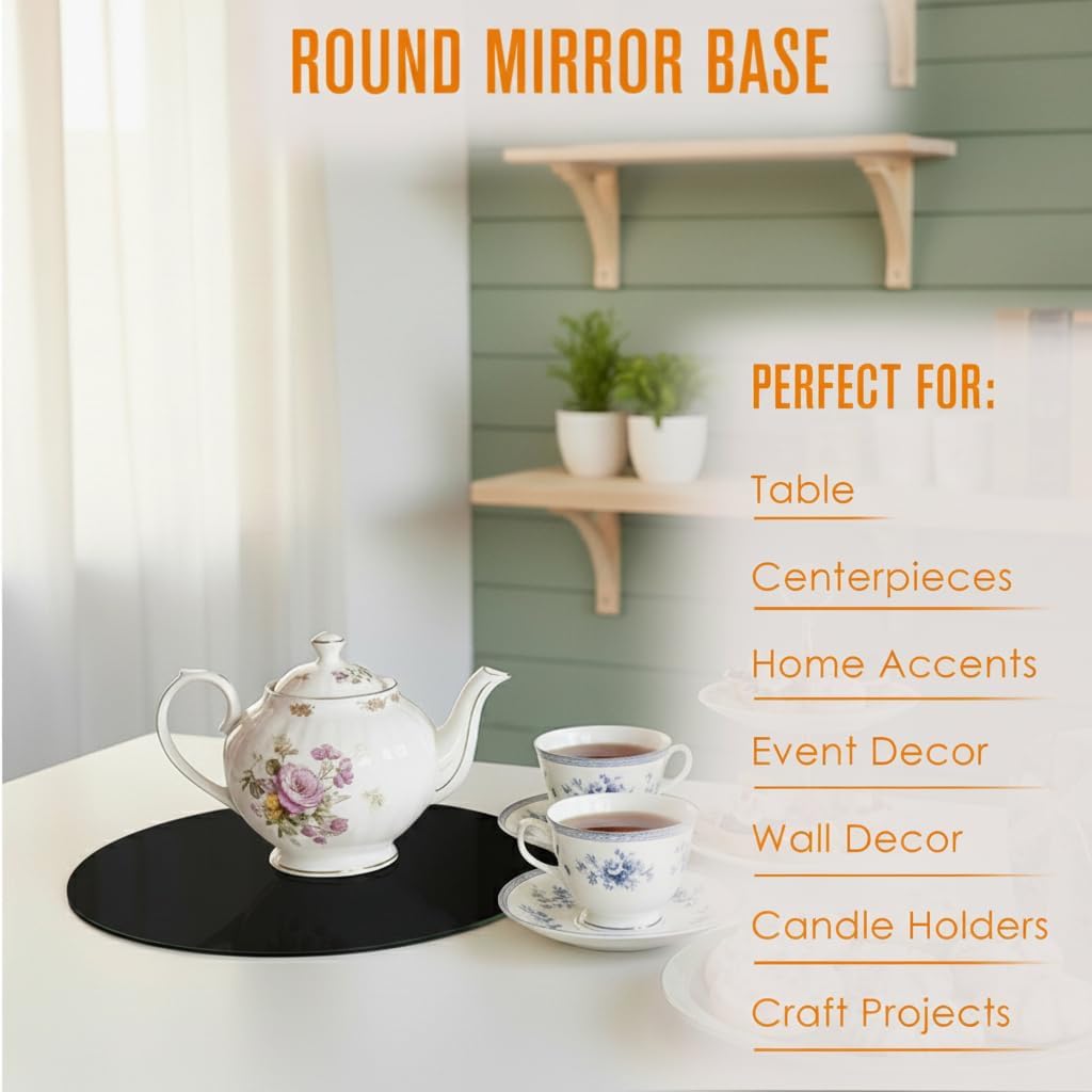 Detalle 1 de Houseables Round Mirror Centerpiece Trays, 8-Inch