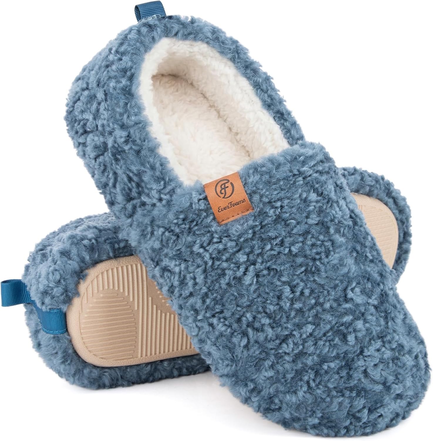 Detalle de EverFoams Chaussons femme chauds en mousse à mémoire de forme, doublure polaire et semelle antidérapante
