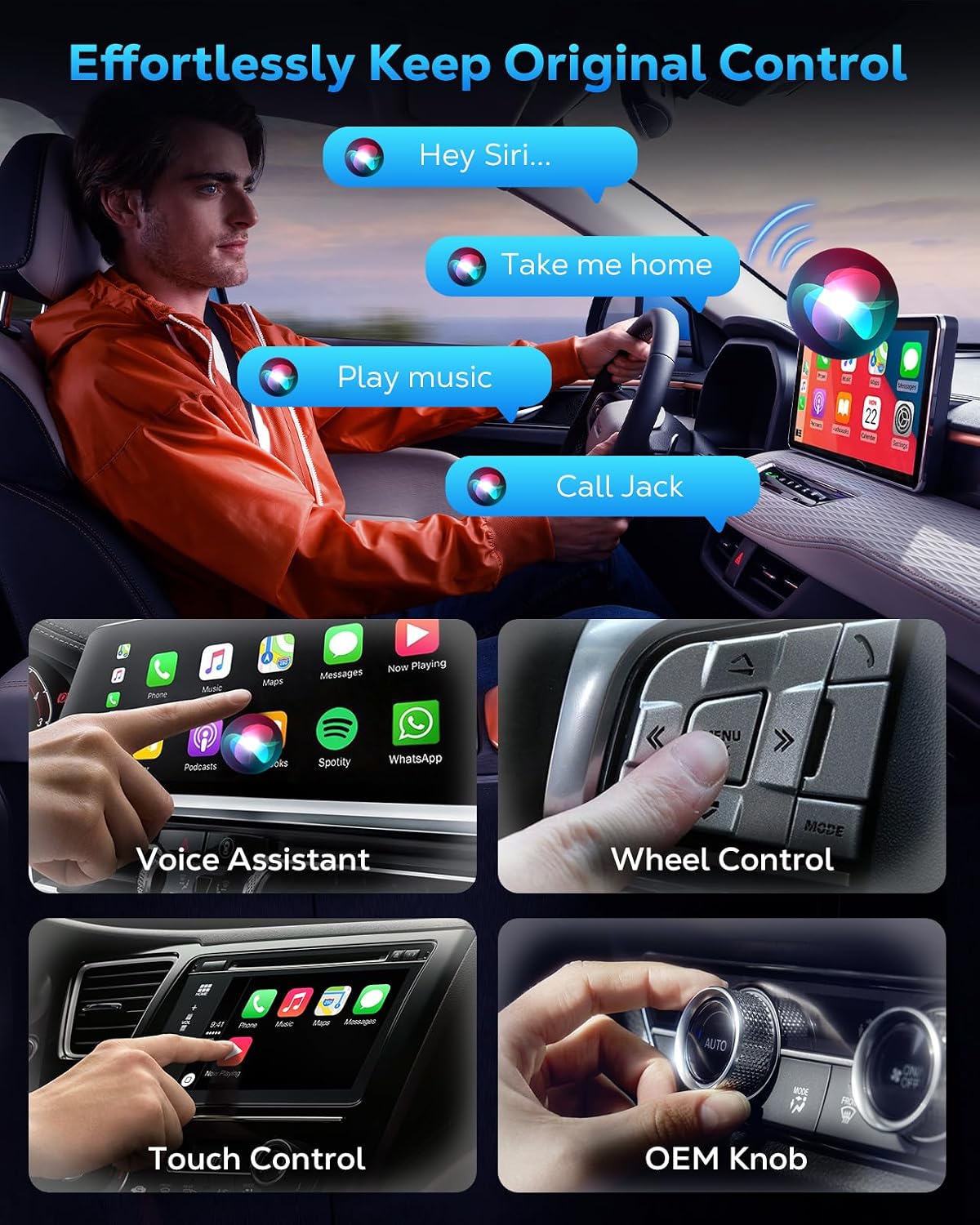 Detalle de MoKo CarPlay Wireless Adapter – kabelloses CarPlay für iPhone, 5,8 GHz WiFi, Bluetooth 5.3, Plug&Play