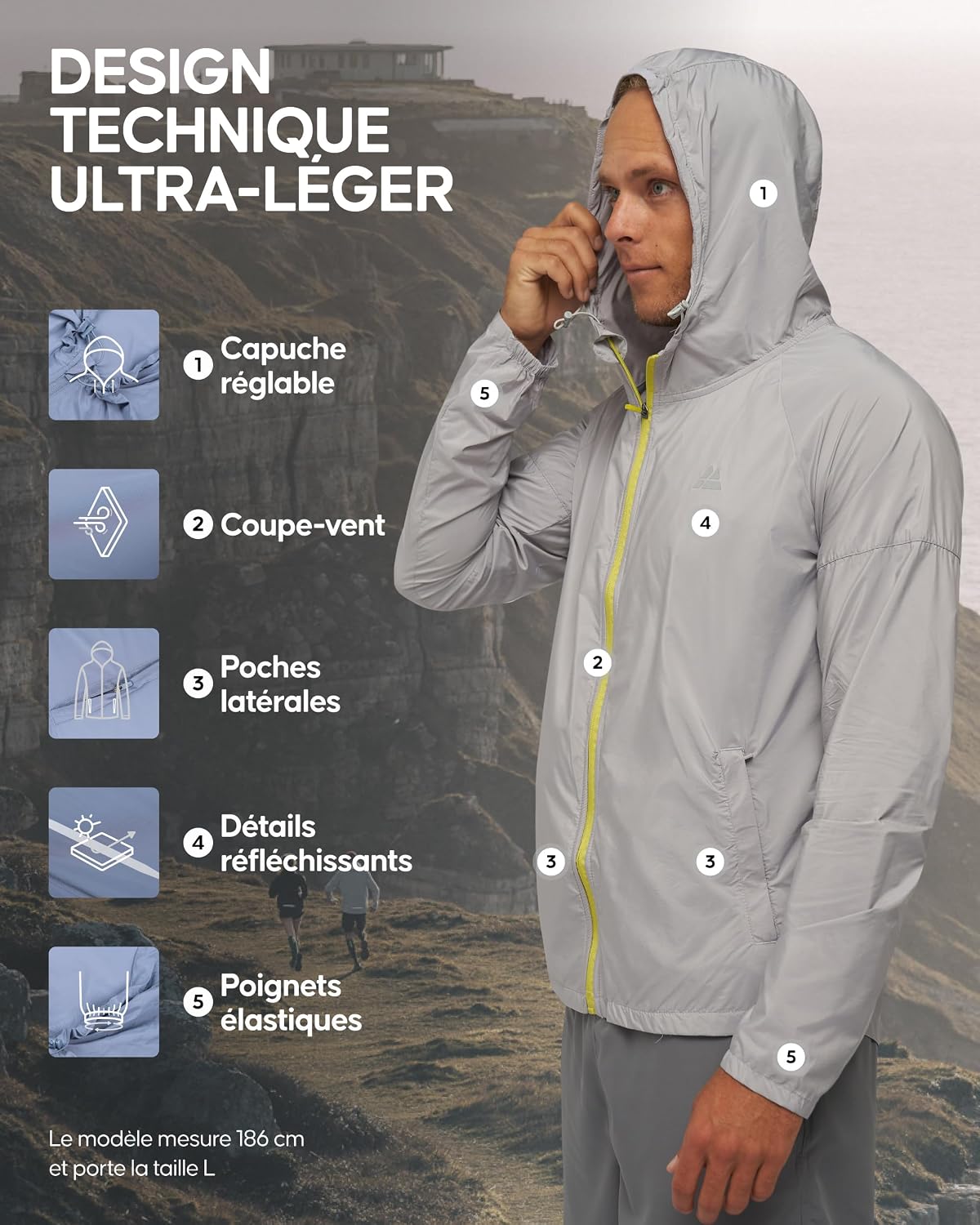Thumbnail 2 de DANISH ENDURANCE Veste coupe-vent Homme