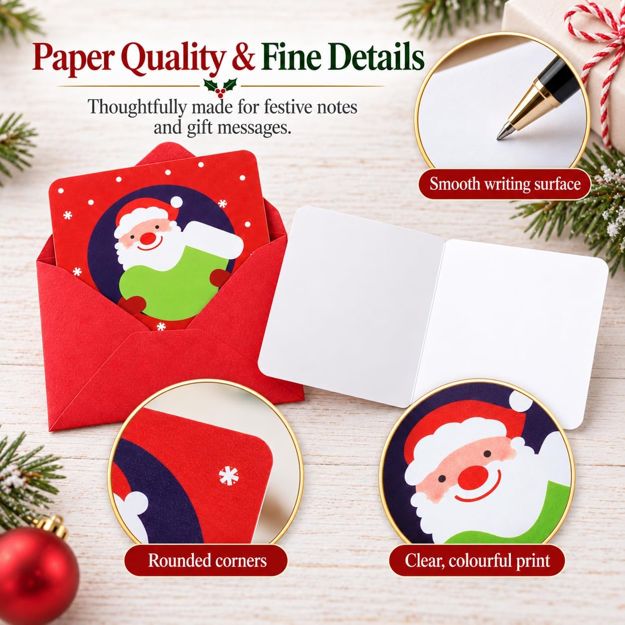 Thumbnail 4 de Naler Mini Christmas Greeting Cards, 24 Cards with Envelopes, 2.7 x 2.7 in