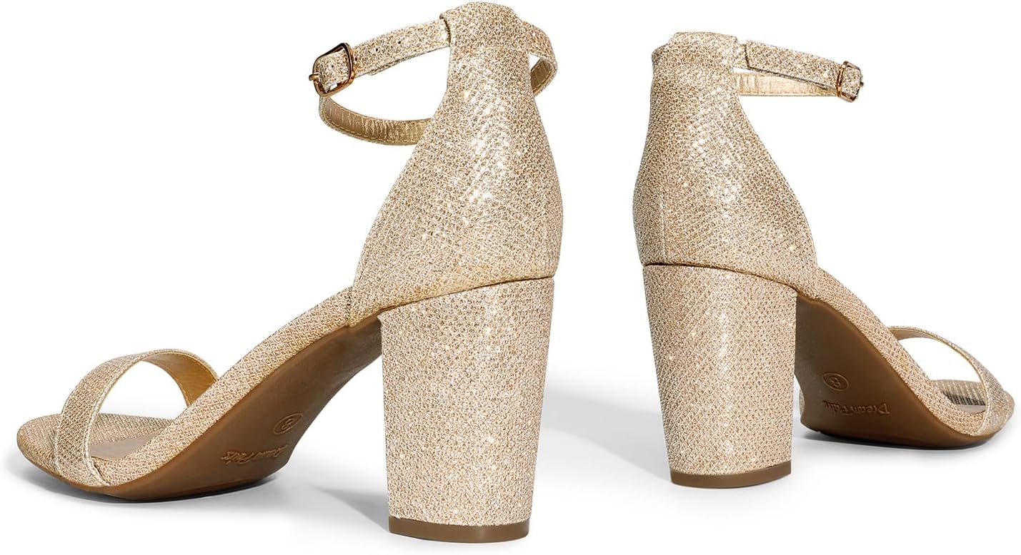 Detalle 2 de DREAM PAIRS Women's Comfort Block Heel Sandals, Open Toe, Adjustable Ankle Strap