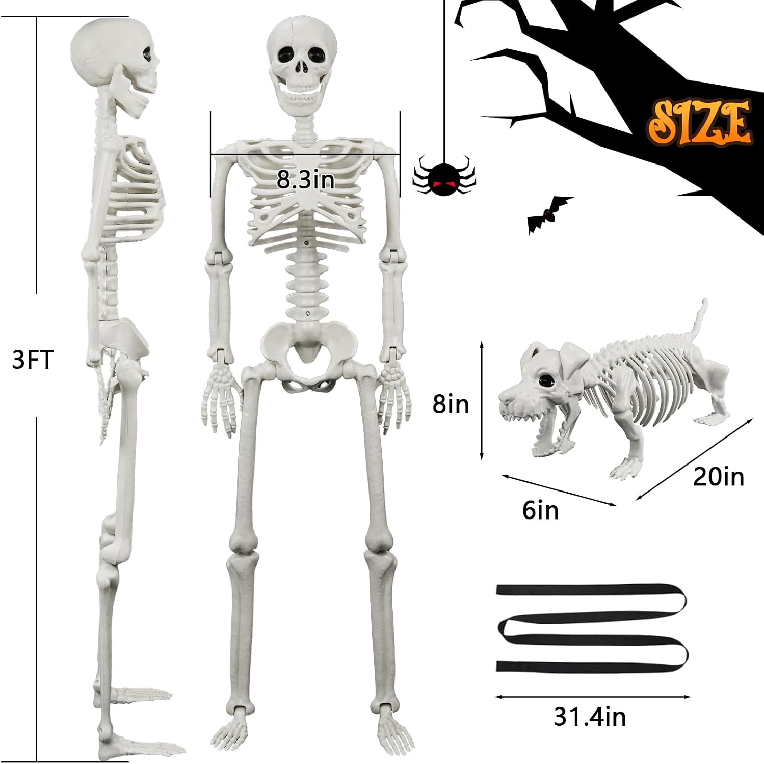 Detalle 2 de Lighted Human and Dog Skeleton Decorations, 36-Inch