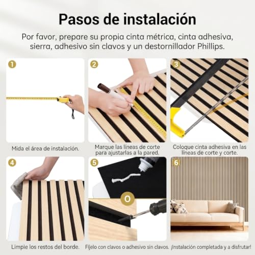 Detalle 2 de TONOR 4 Pack Paneles Acústicos Decorativos de Roble 60x30 cm