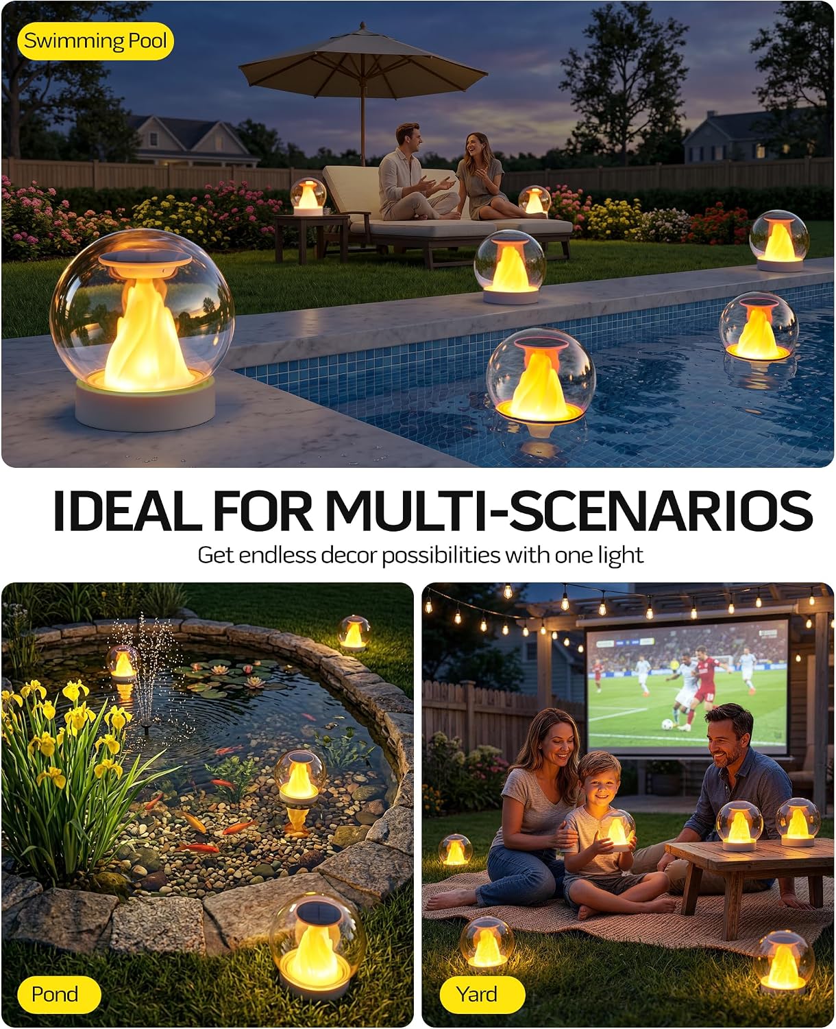 Thumbnail 6 de PoolLeader Lampe Solaire Flottante Piscine – Éclairage LED à Flammes, 2 pièces