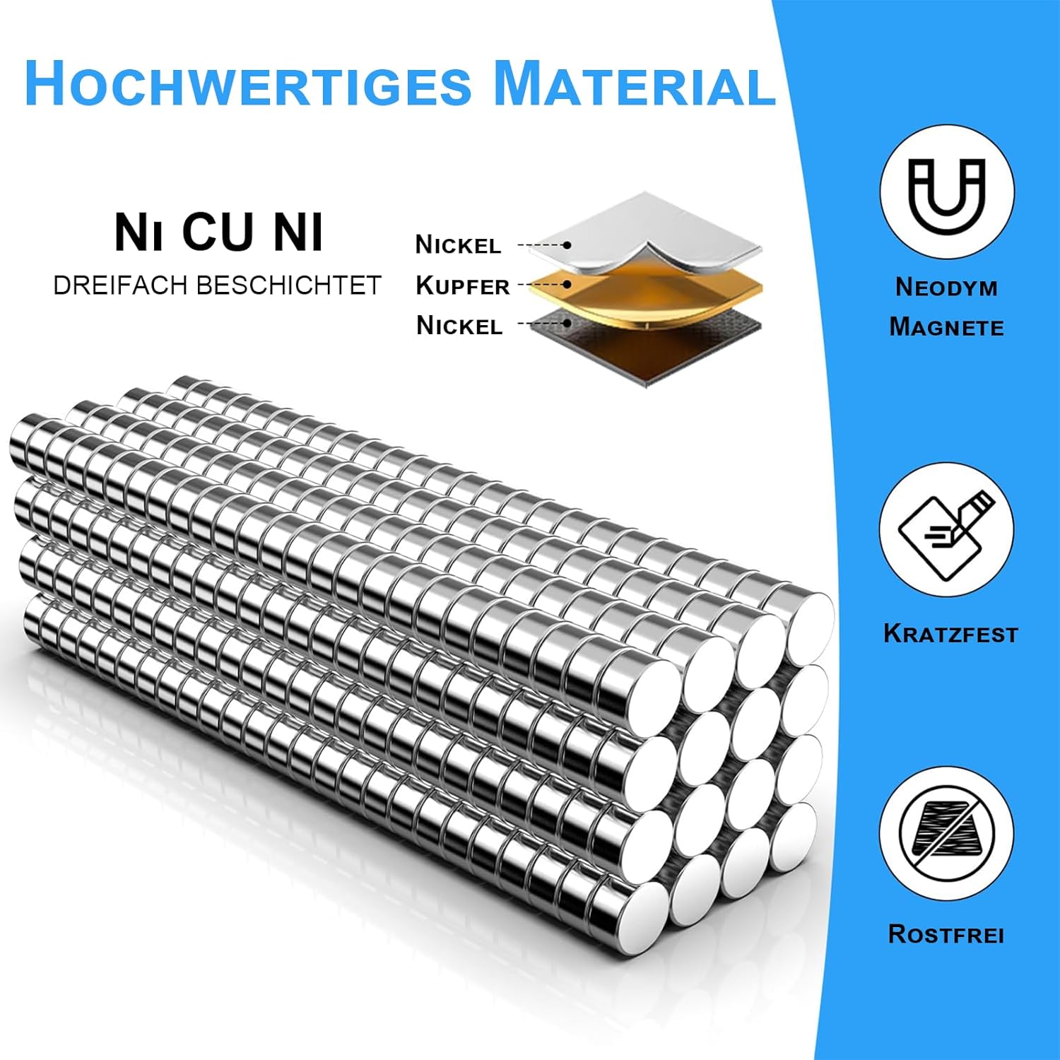Detalle de Delaga 300 Stück Magnete Extra Stark 4x2 mm – Mini Magnete für Magnettafel, Kühlschrank, Whiteboard und Pinnwand