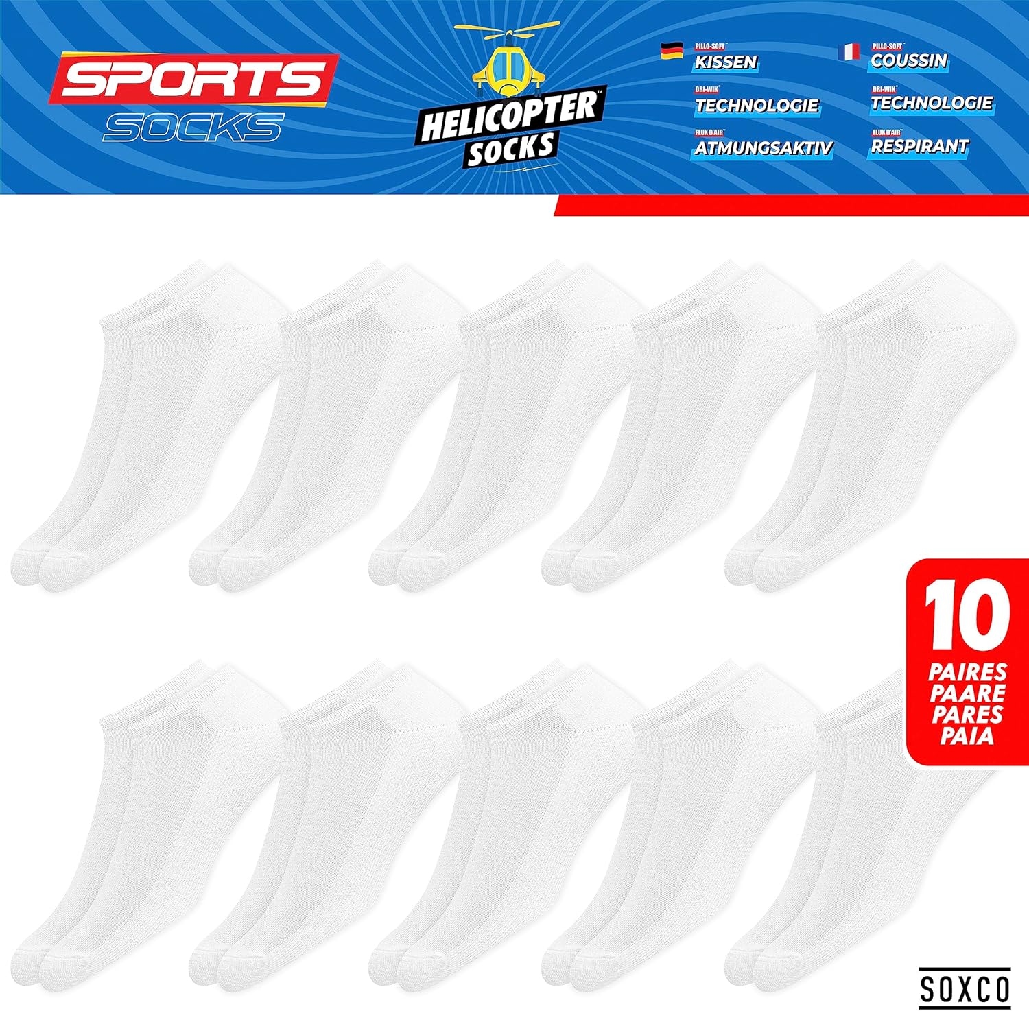 Thumbnail 2 de SOXCO 10 paia di calze corte sportive da uomo e donna con tecnologia traspirante