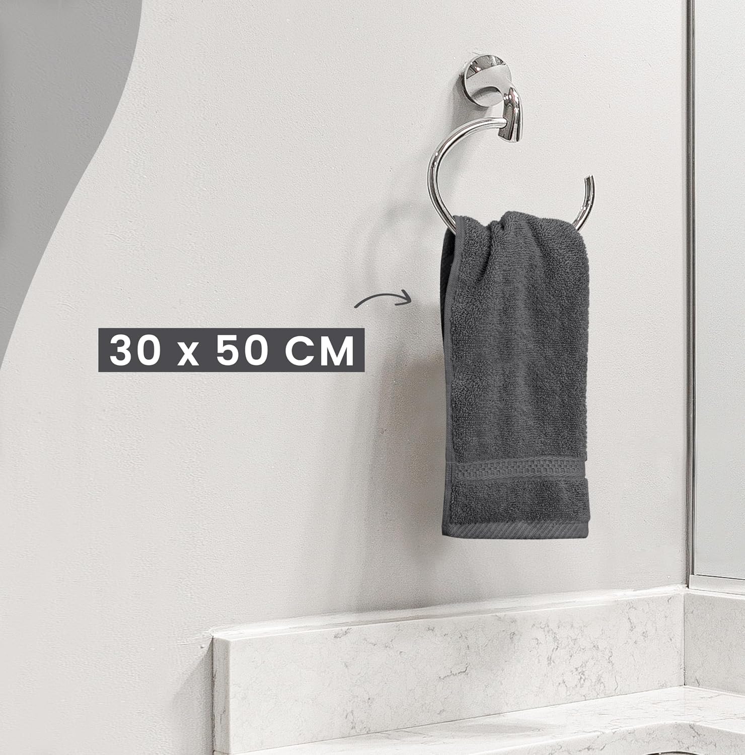 Detalle 2 de Utopia Towels gästhanddukar 30 x 50 cm, grå, 10-pack i bomull