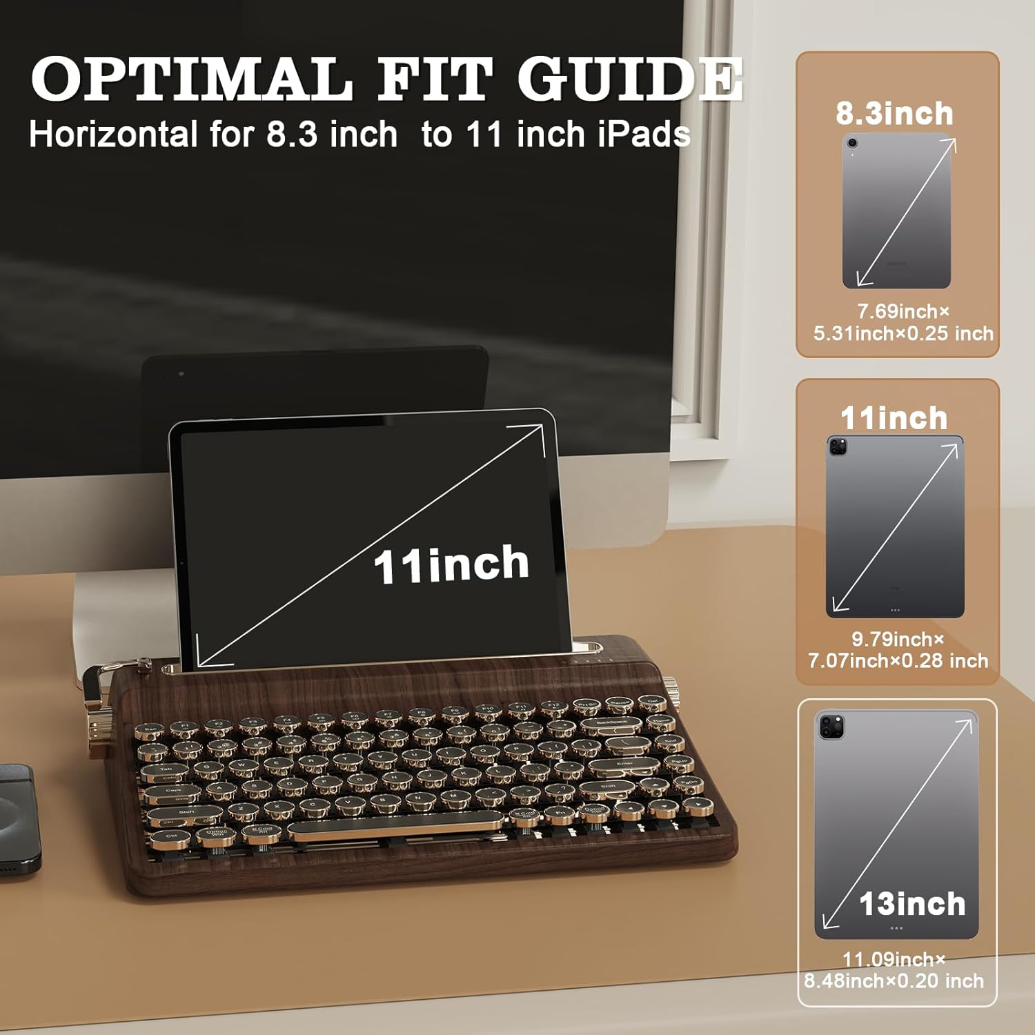 Detalle de YUNZII QL75 – Kabellose Retro-Schreibmaschinen-Tastatur mit Hot-Swap, VIA/QMK und Multi-Device