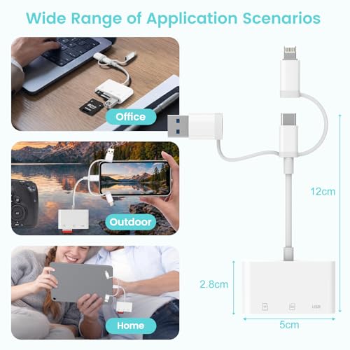 Thumbnail 6 de Dalimee 3-in-1 SD Card Reader for iPhone, USB-C/USB/A Lightning – Bidirectional, Plug & Play