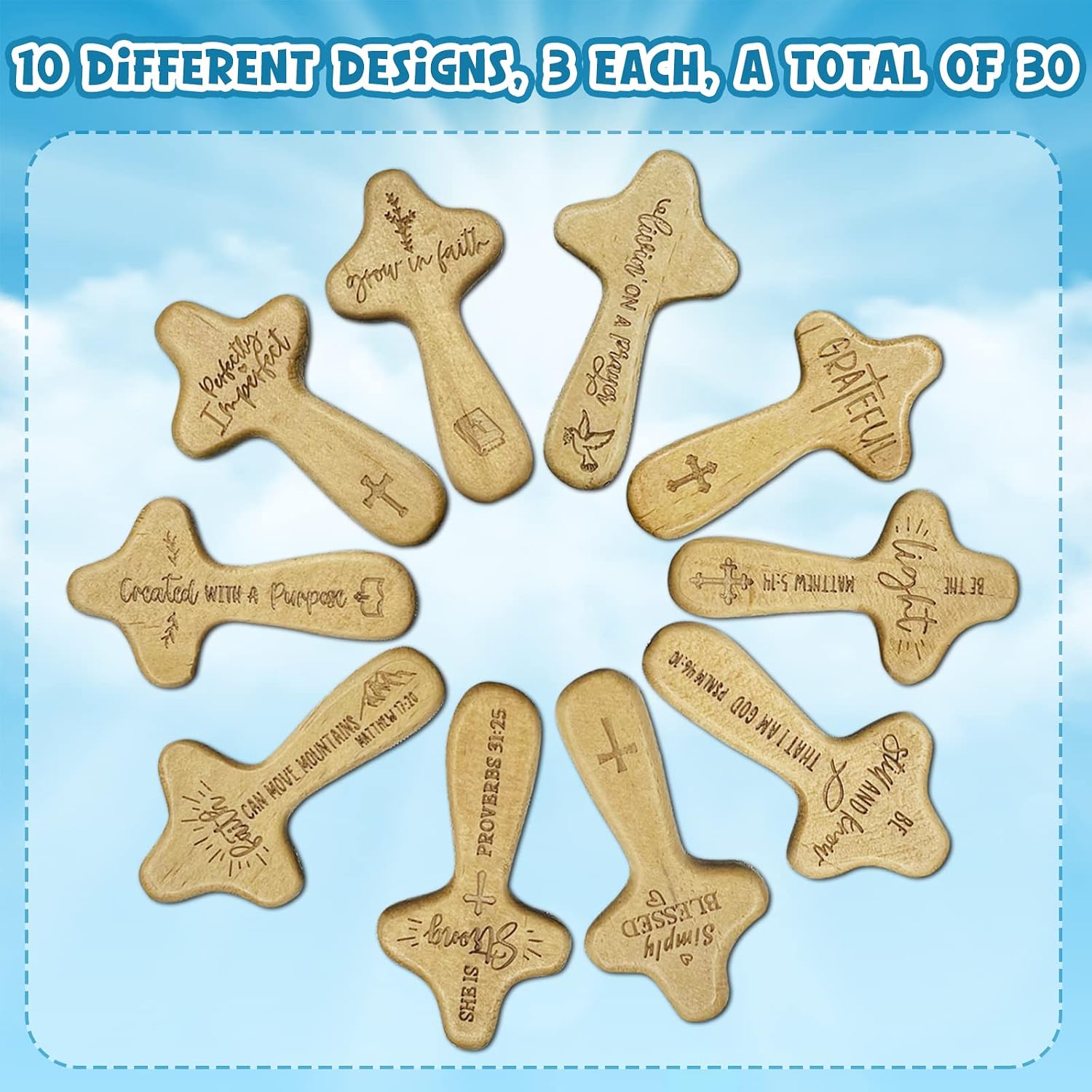 Thumbnail 1 de Wooden Pocket Crosses with Prayer Cards