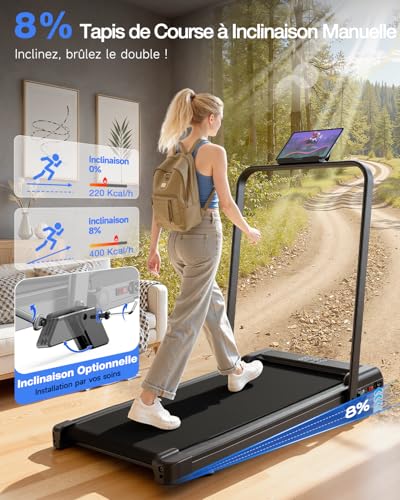 Detalle de HomeFitnessCode: Cinta de correr plegable con pendiente 8% y 1–10 km/h