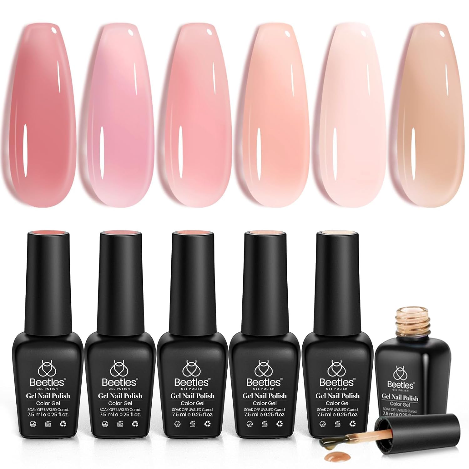 Detalle de Beetles Jelly Gel 6 Colors Nail Set 💅
