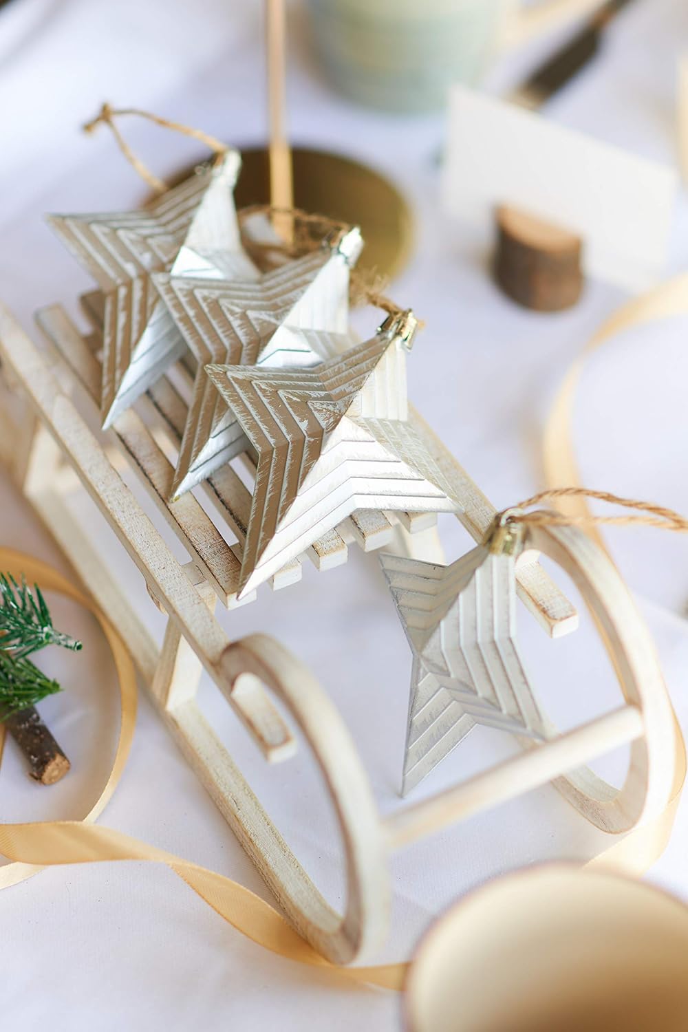Detalle de HEITMANN DECO Christbaum-Sterne 4er Set, weiß, ca. 10x10x3 cm