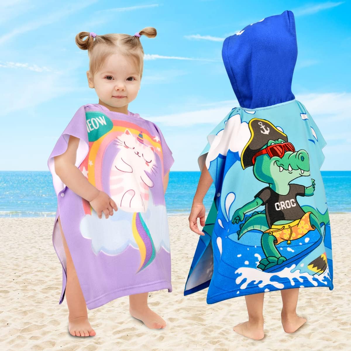 Thumbnail 6 de BTNEEU Poncho de Bain Enfant Crocodile – Serviette de Bain à Capuche 2–6 ans
