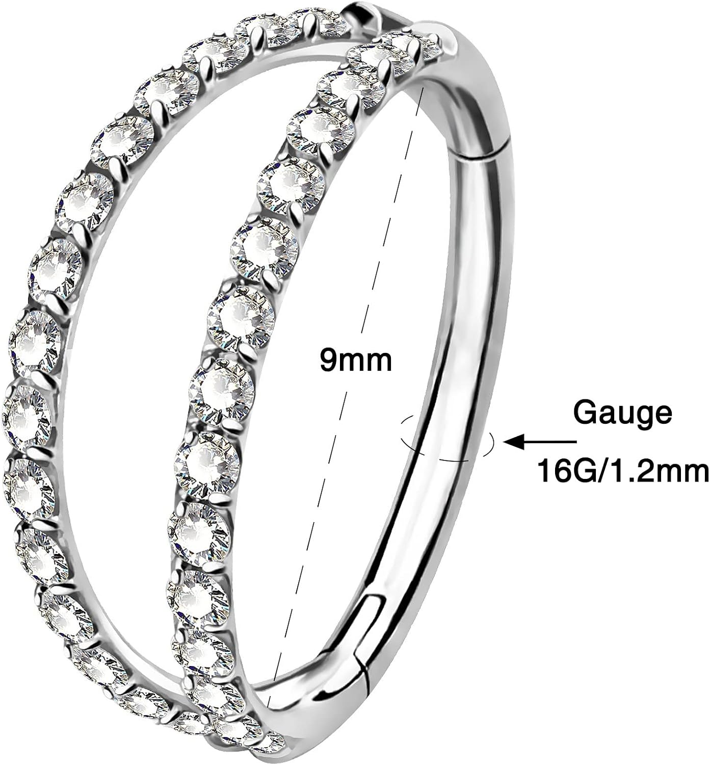 Thumbnail 4 de OUFER Boucles hélix 16G double rang zircone