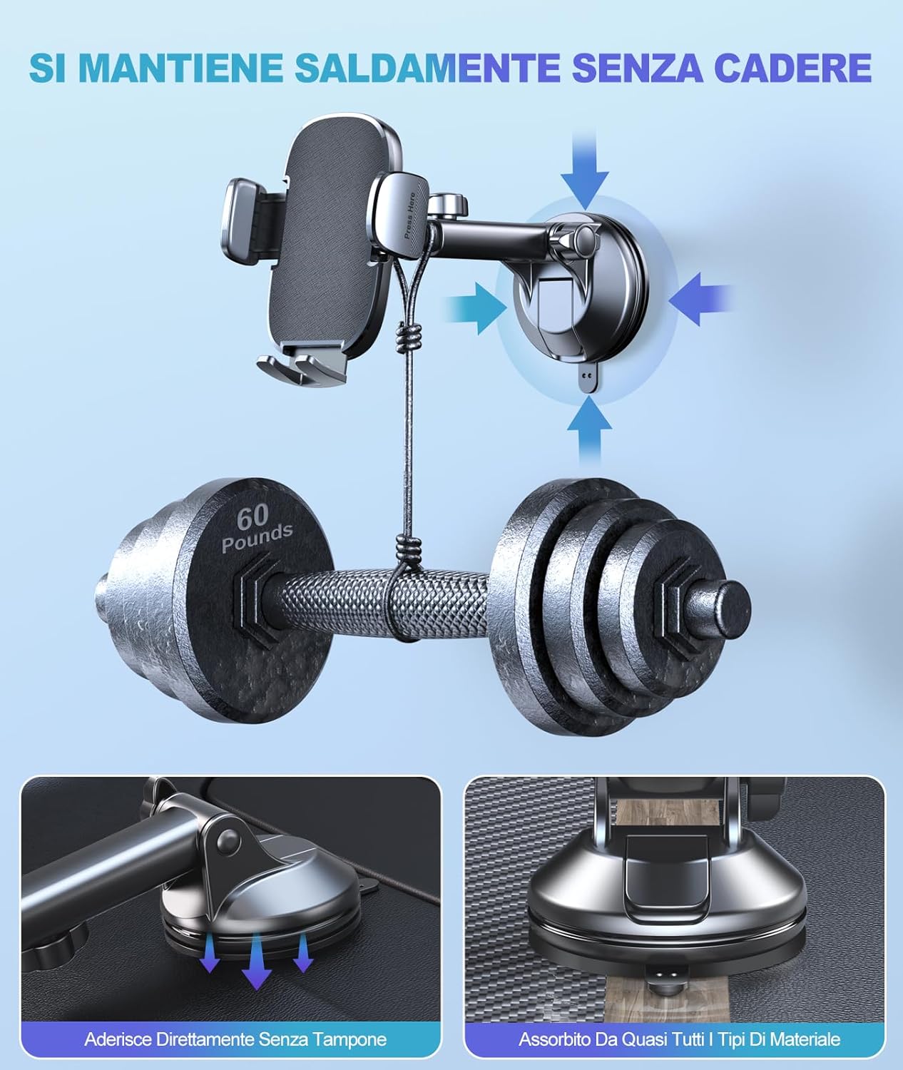 Thumbnail 1 de CIRYCASE Porta Cellulare Auto con ventosa extra-larga 360° ruotabile per smartphone 4–7