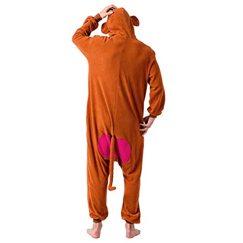 Detalle de Spooktacular Creations Adult Monkey Costume Jumpsuit, Medium, Plush Fleece with Hat and Tail