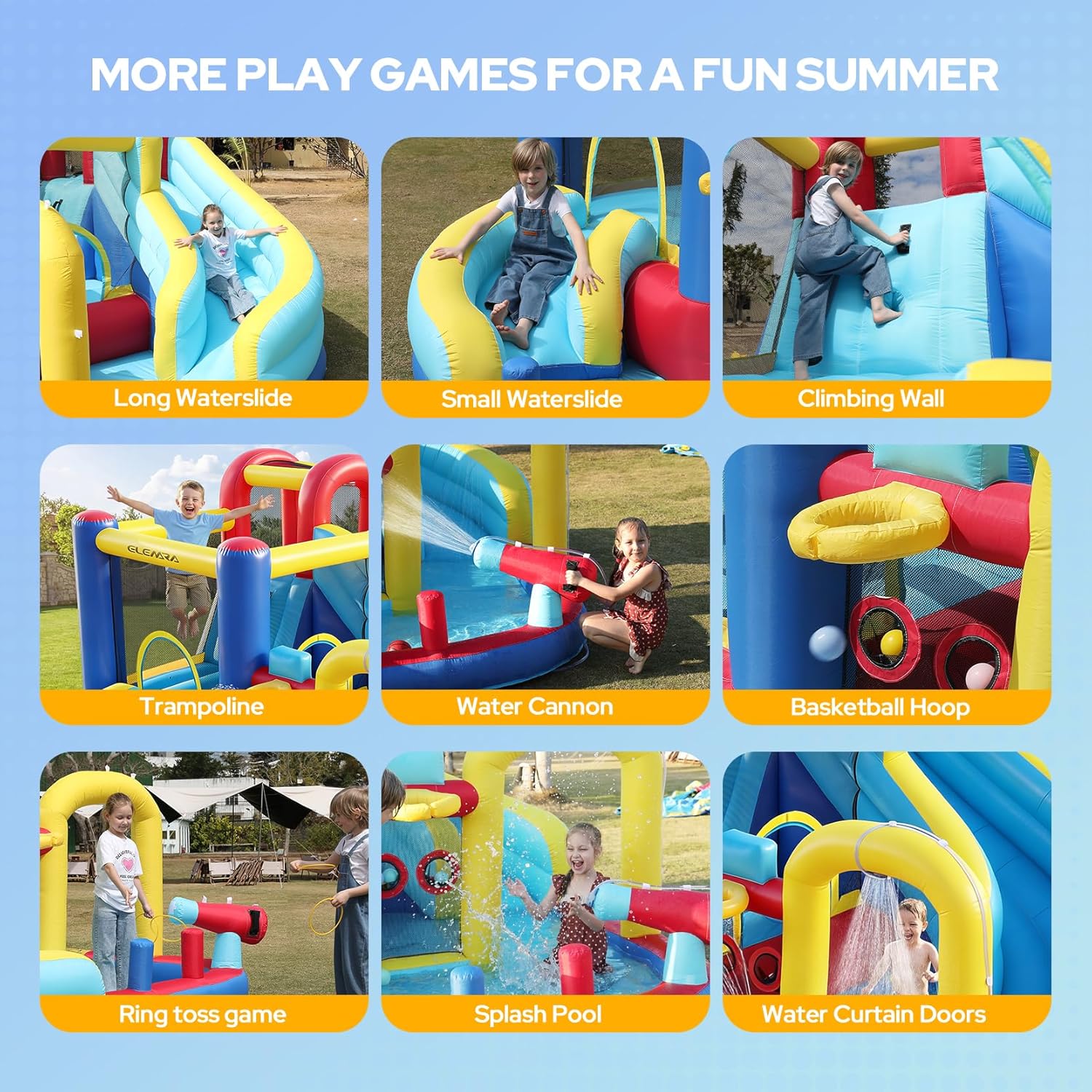 Detalle de ELEMARA 10-in-1 Inflatable Water Slide Bounce House with Blower