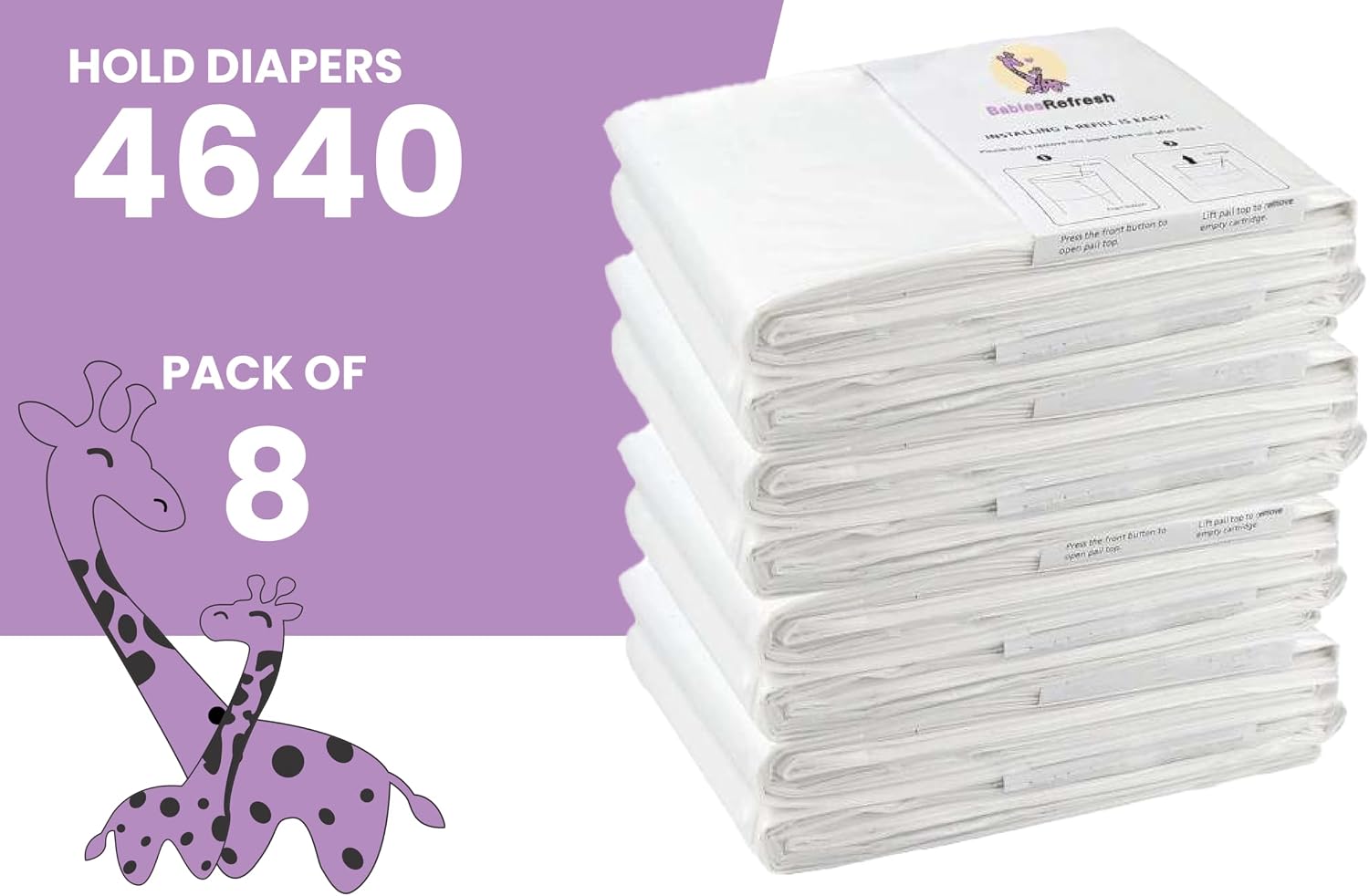 Thumbnail 3 de BabiesRefresh Diaper Pail Refills for DEKOR PLUS, 8-Pack, Fresh Powder Scent