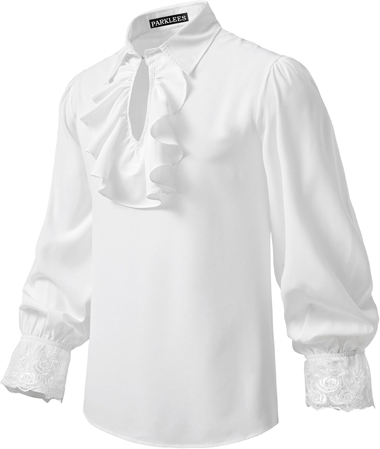 Thumbnail 1 de PARKLEES Men’s Renaissance Pirate Ruffled Shirt with Jabot Collar