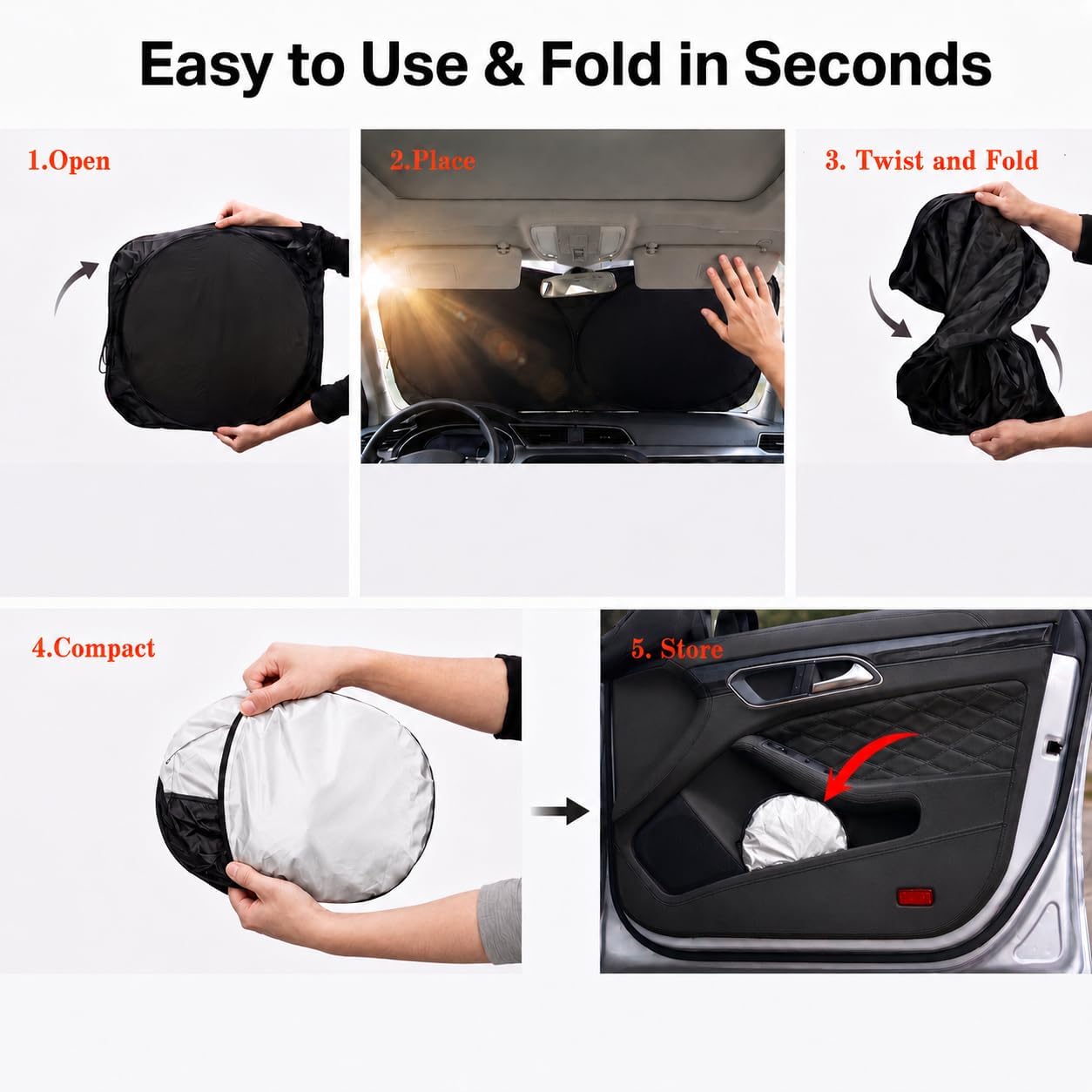 Thumbnail 5 de Angry Red Universal Car Windshield Sun Shade (63 x 31.5 in) for Mid/Large Sedans & SUVs
