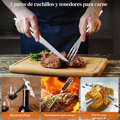 Detalle 2 de Grilliance Kit de Accesorios para Barbacoa de Acero Inoxidable (26 piezas) con Estuche