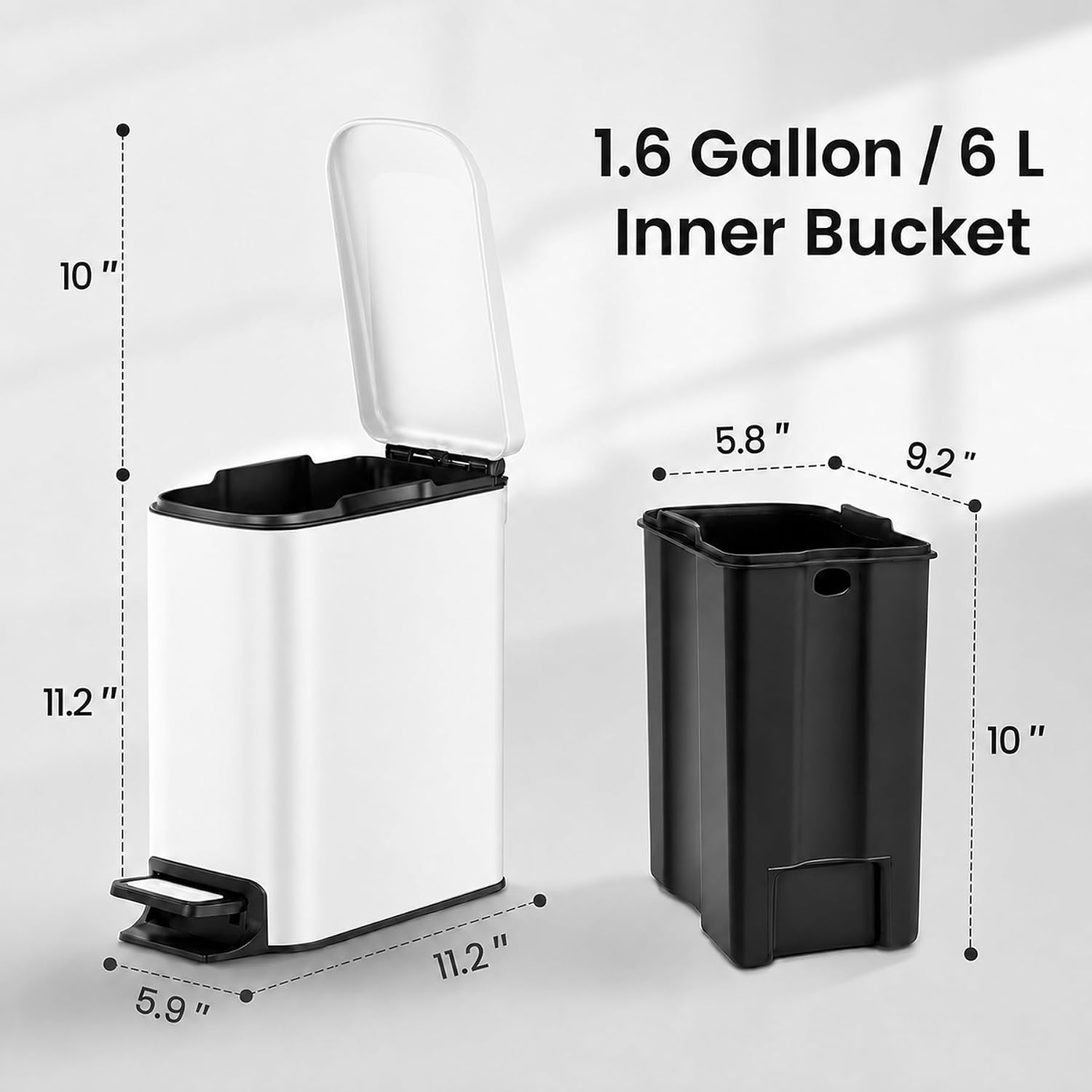Thumbnail 4 de TIPGO Slim Bathroom Trash Can 1.6 Gal