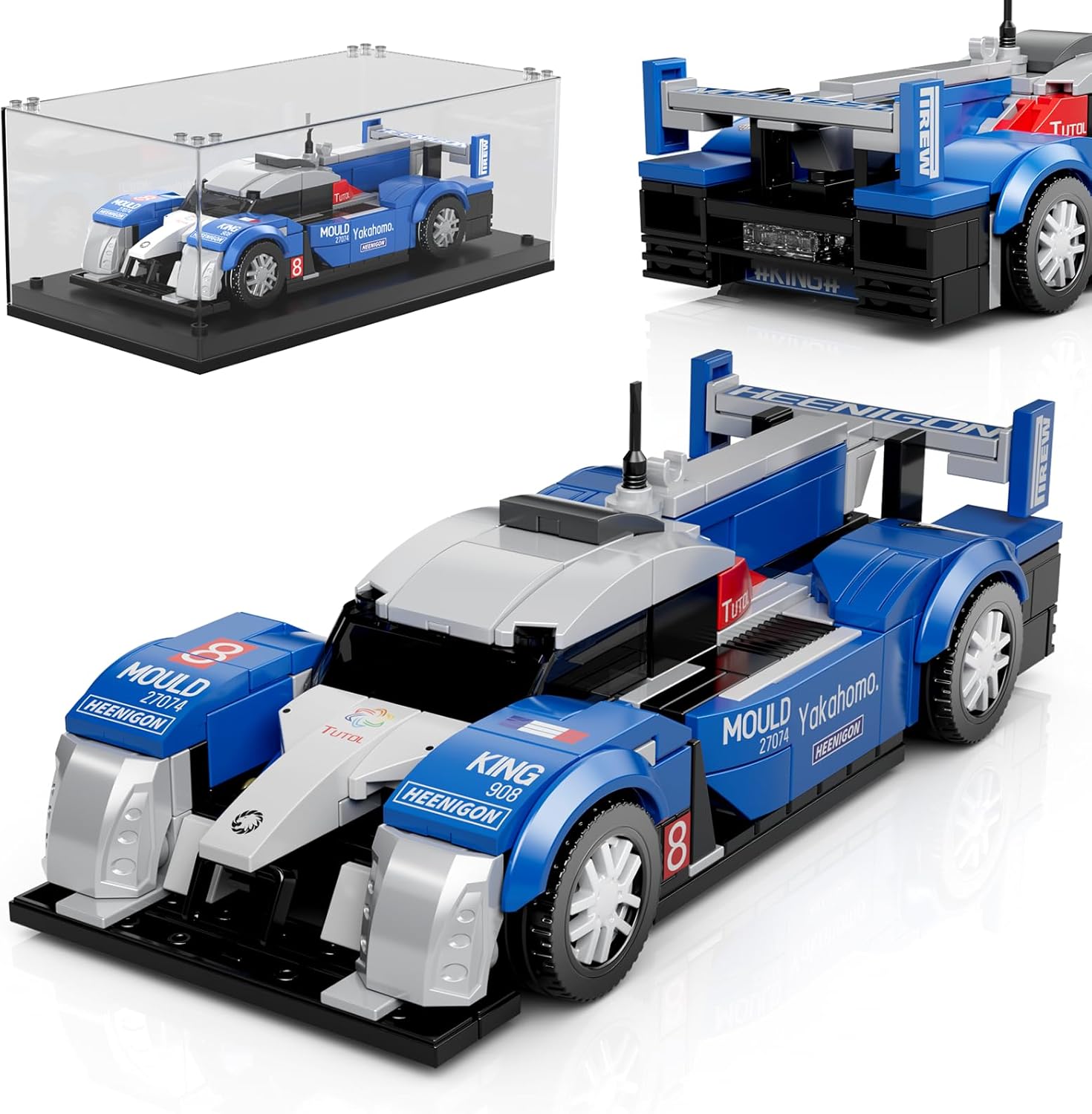 Thumbnail 6 de Mould King 27101 Technik Speed Champion Luxus Oldtimer – 319-teiliger Supersportwagen-Bausteinbausatz mit Acryl-Vitrine