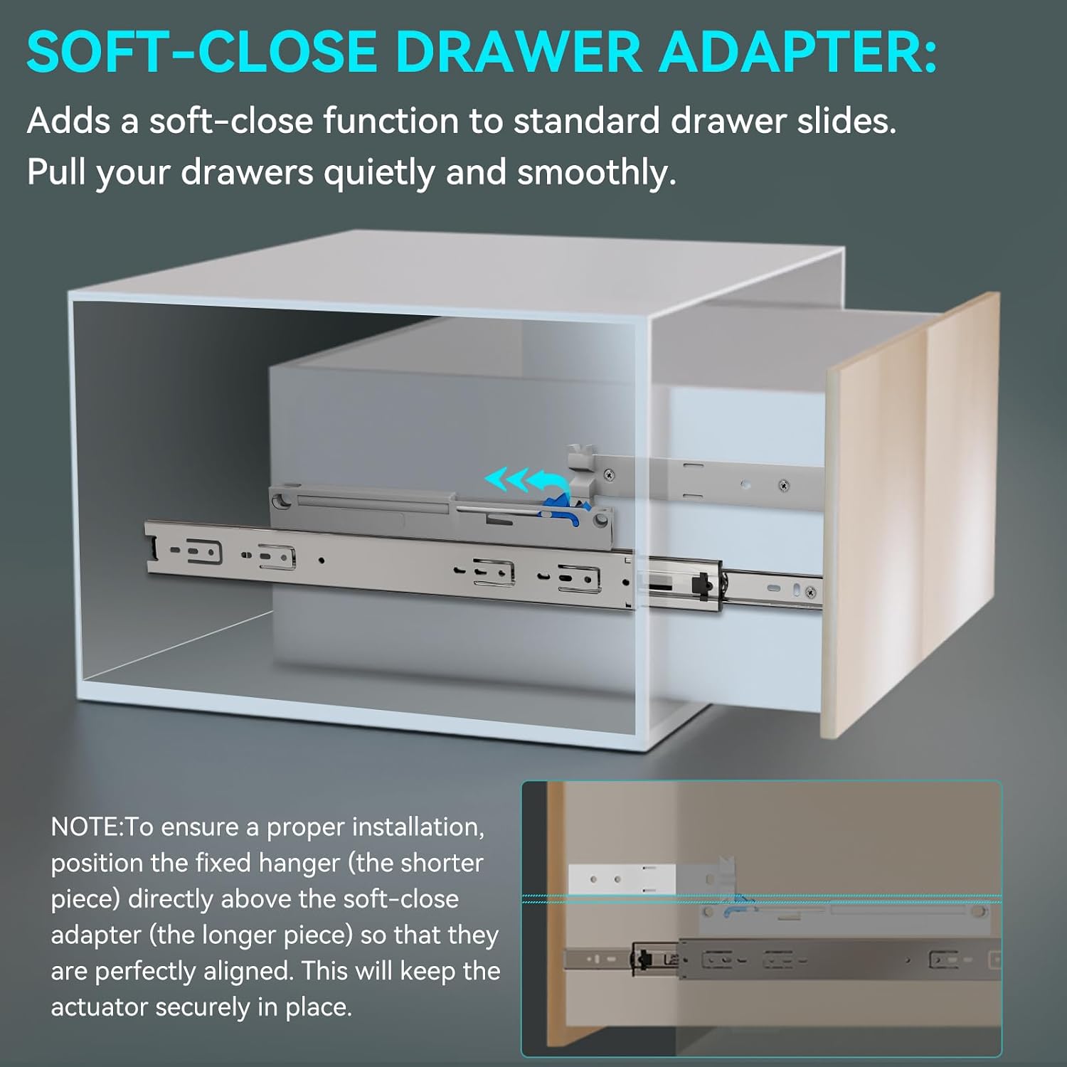 Thumbnail 2 de BAIDICE 5 Pair Universal Soft Close Drawer Adapters — Heavy-Duty Dampers for Full-Extension Drawers