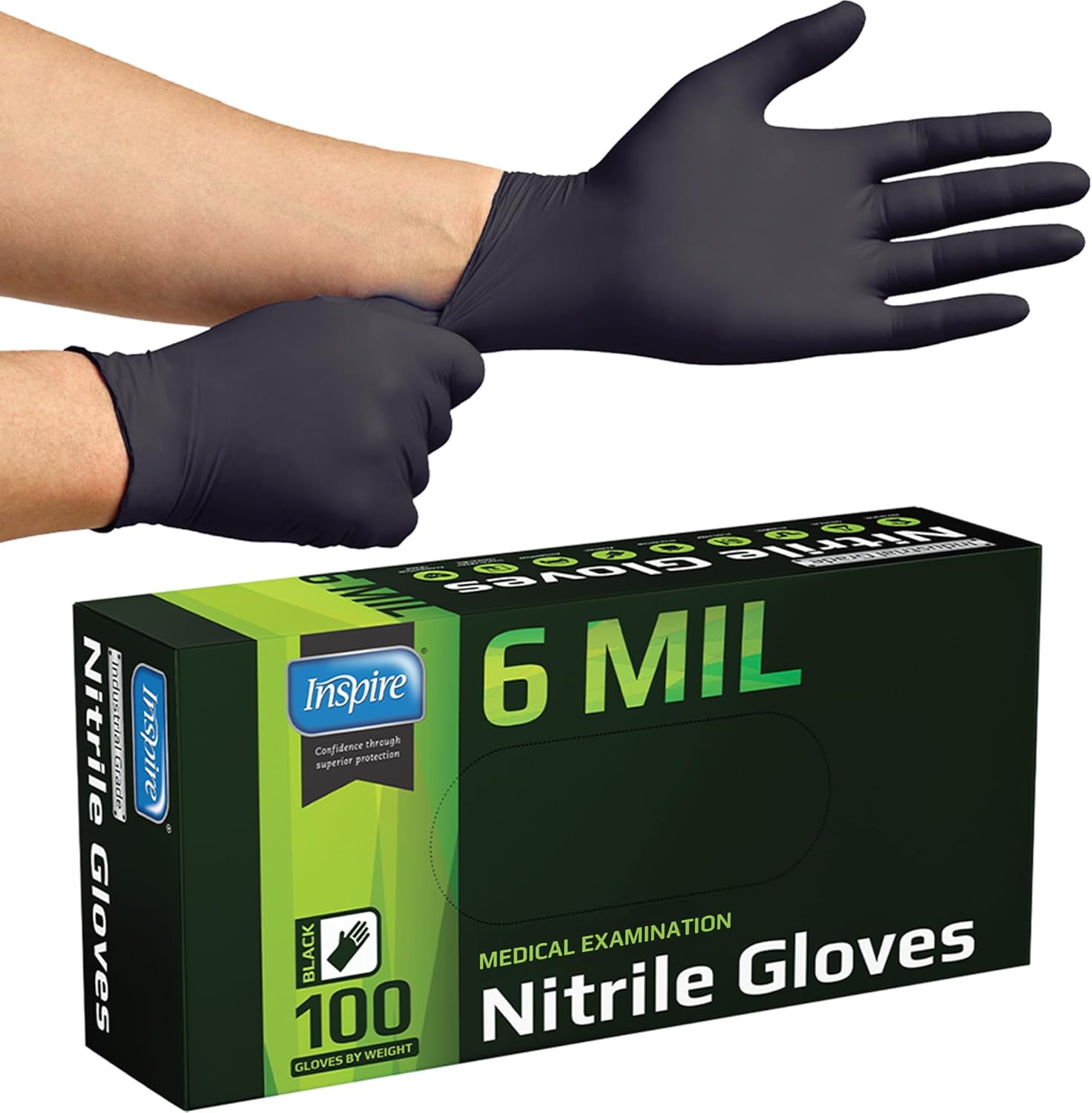 Detalle de Inspire Black Nitrile Gloves 6 Mil