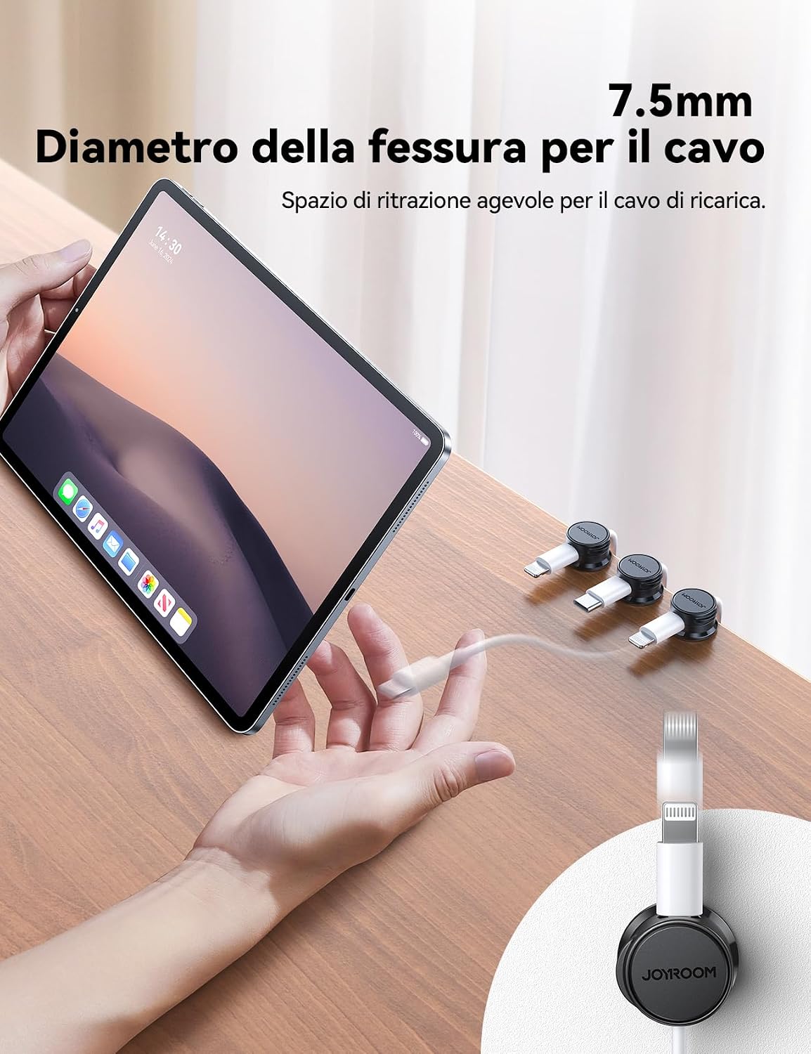 Thumbnail 3 de JOYROOM Clip per Cavi magnetica 7,5 mm 6 pezzi