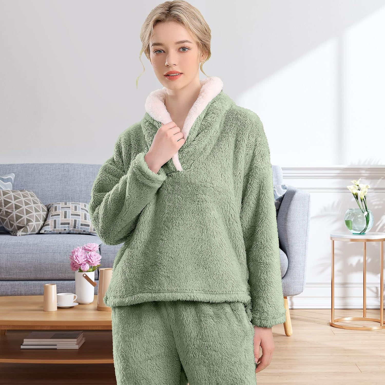 Thumbnail 2 de BOSECETA Fluffy Pajamas Set for Women