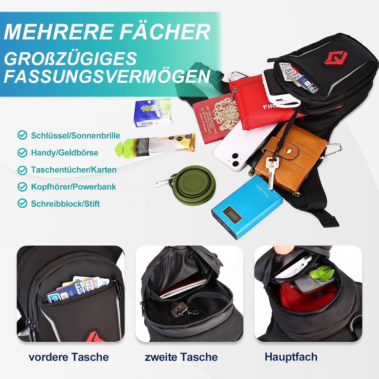 Thumbnail 4 de Eshow Beintasche Motorrad – Erweiterbare Oberschenkeltasche mit verstellbarem Beinriemen und Reflektor
