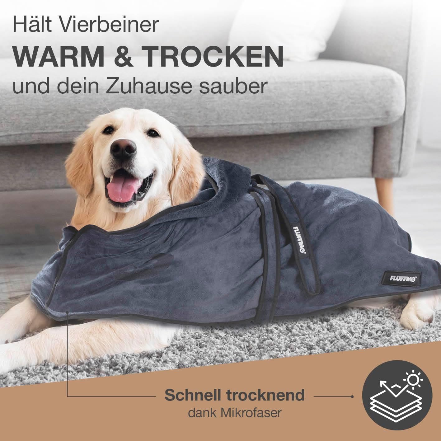 Detalle 2 de FLUFFINO Hundebademantel Dunkelblau Gr. M