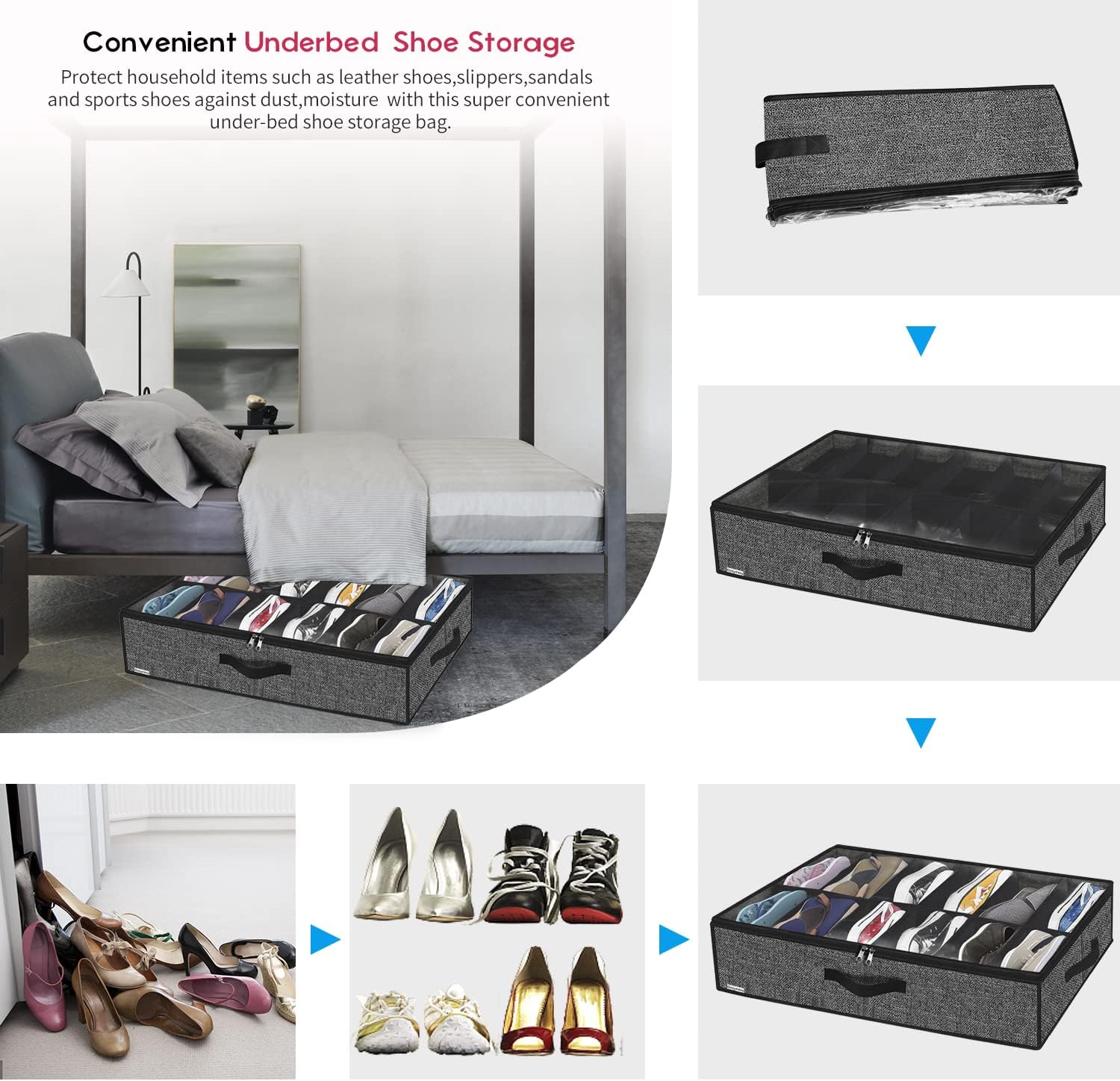 Thumbnail 5 de Onlyeasy MXAUBSB2P Underbed Shoe Organizer 2-Pack