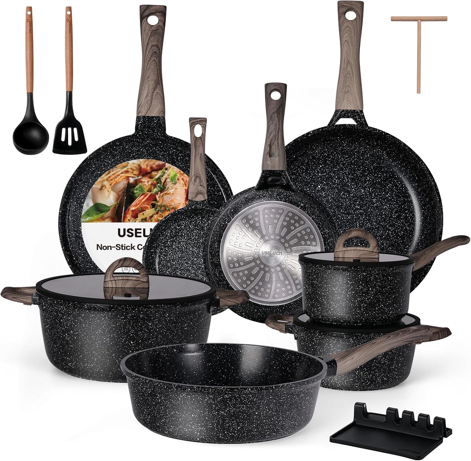 Detalle de USELUCK 22-Piece Ceramic Cookware