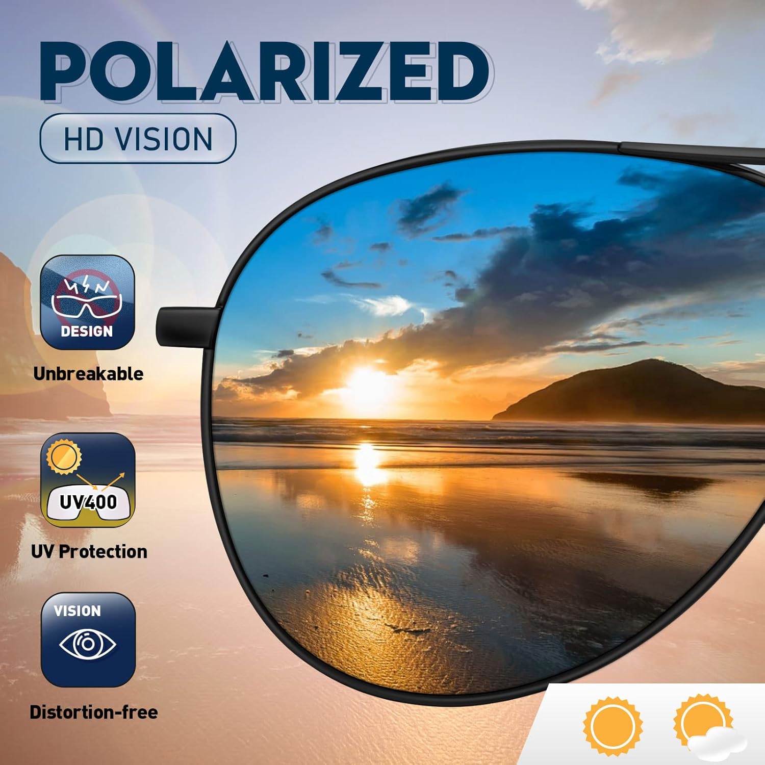 Thumbnail 5 de wearPro Polarised Pilot Sunglasses (Unisex) with UV400 Protection in Black – Vintage-style lightweight shades