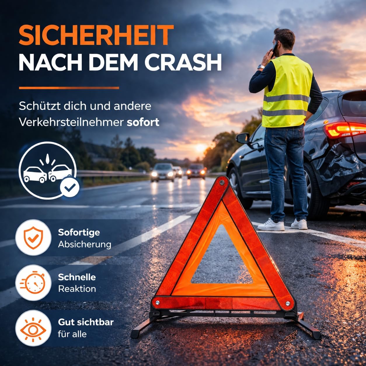 Thumbnail 2 de OwnWheel Notfalldreieck Warndreieck ECE R27 Auto & PKW 2026 – Rot, mit Tragebox